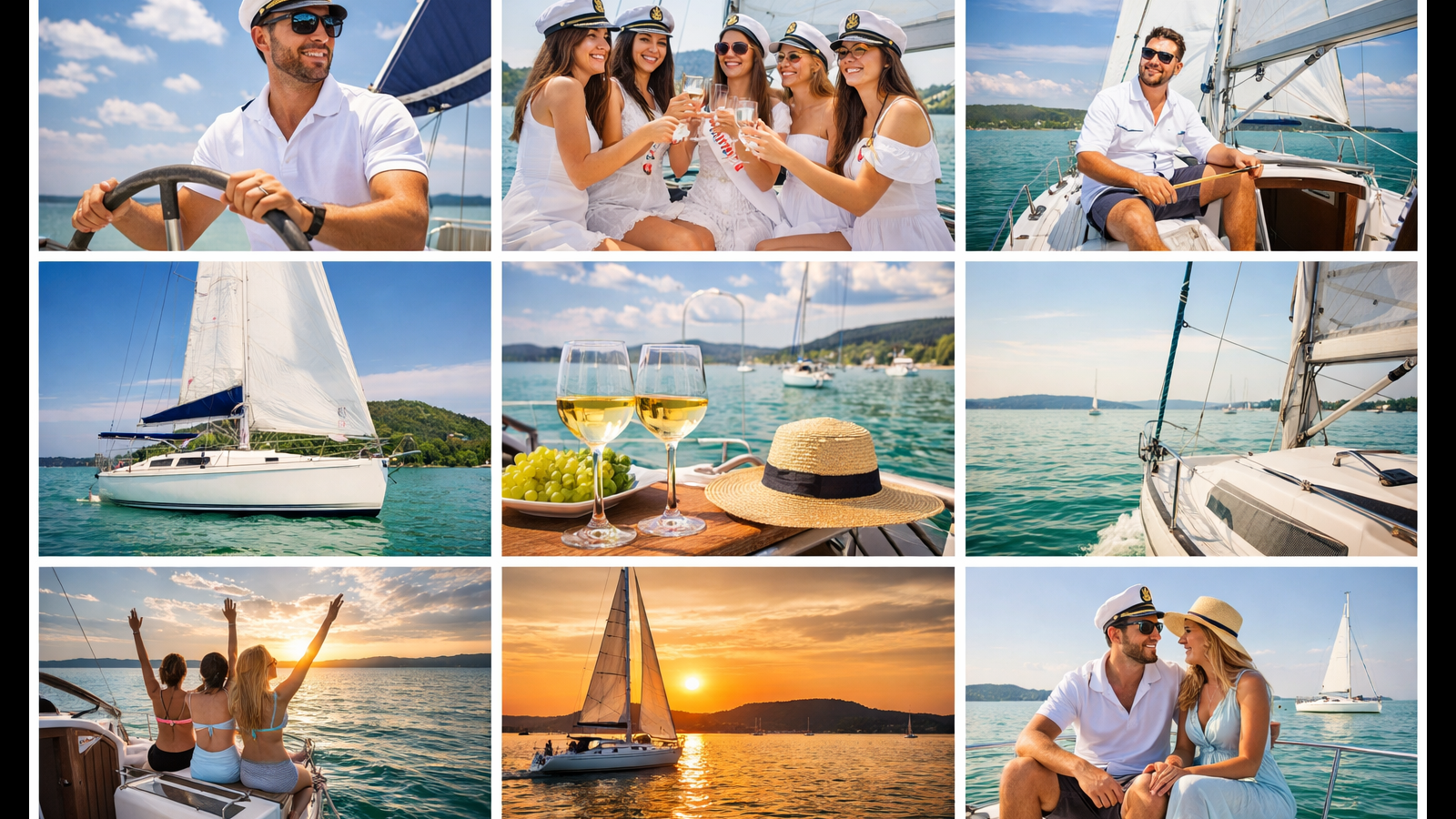 Kapitányos balatoni sétavitorlázás hangulat